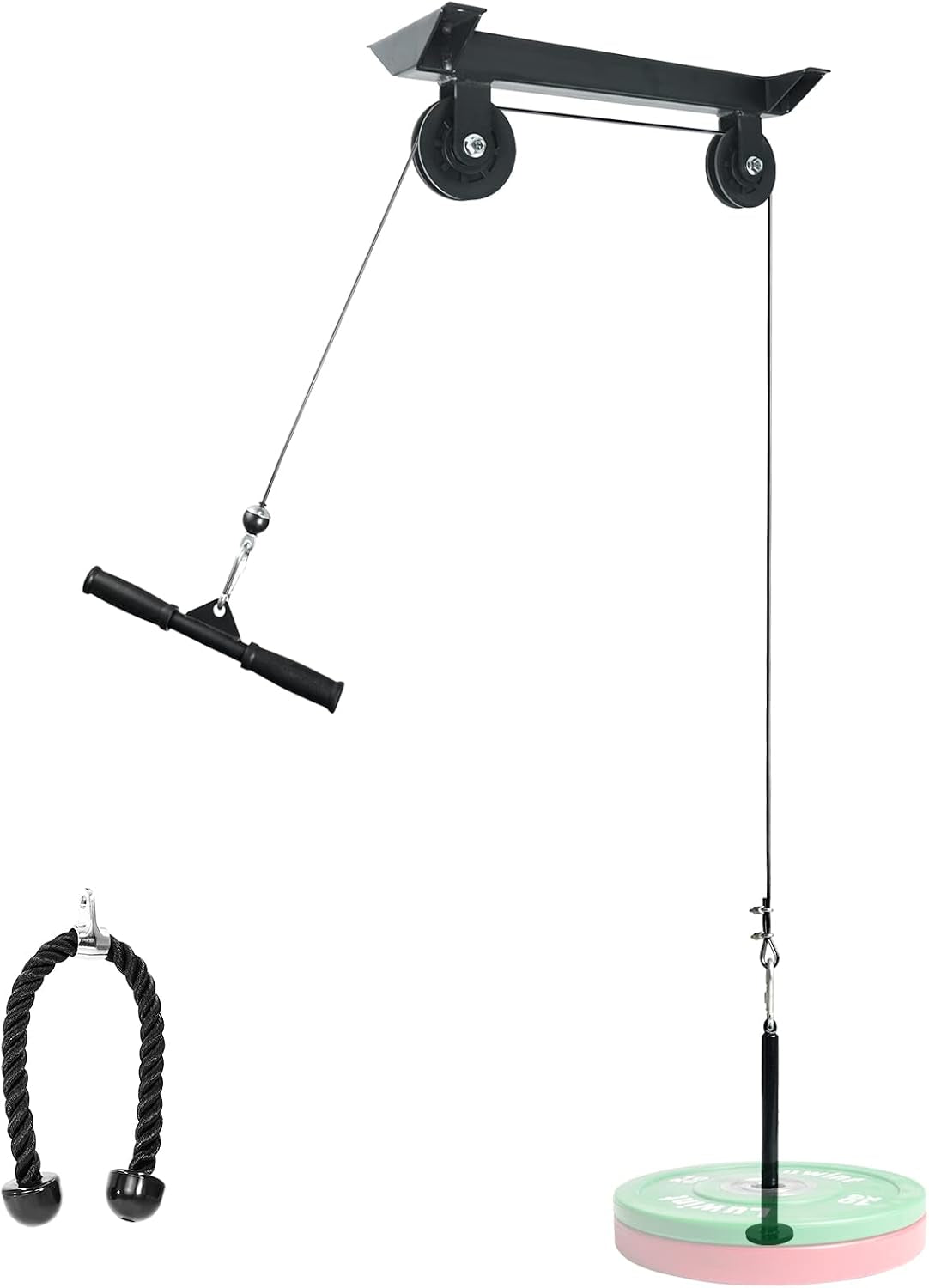 Ceiling Mount Fitness Pulley System, LAT Pulldown Attachments for DIY Home Gym Garage
