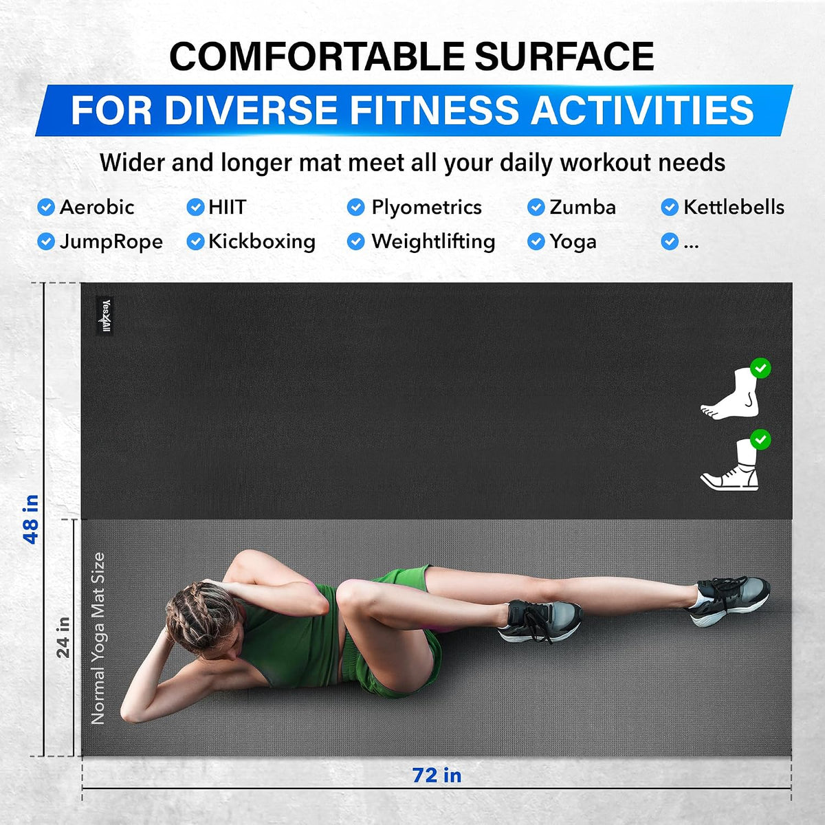 YES4ALL Exercise Mat for Home Gym, Fitness Workout Mats
