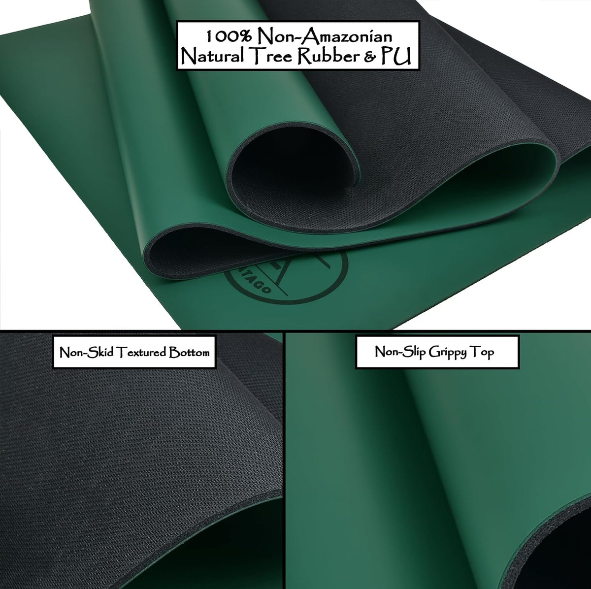 Hot Yoga Mat Non Slip-Professional Grade Natural Rubber Yoga Mat, Pliates Mat, Stretching Mat or Exercise Mats for Home Workout. Nonslip for Hot and Sweaty Classes. Includes Yoga Strap for Carrying and Stretching Too.