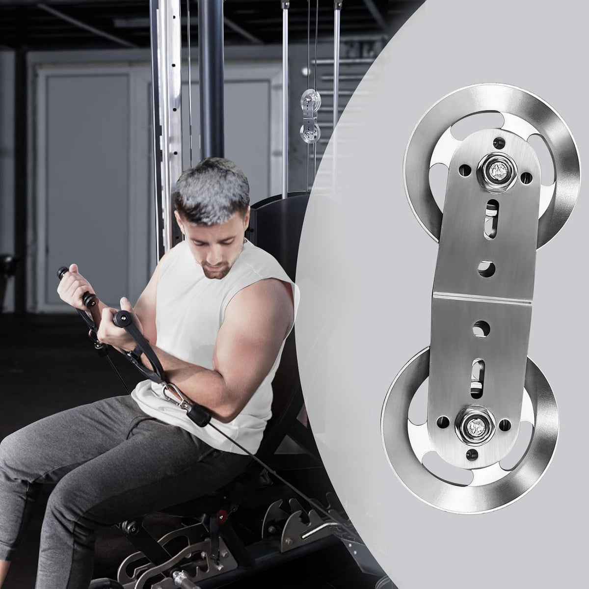 Swivel Dual Pulleys 360° Rotation Roller Double Pulley Wheel for DIY Home Gym Cable Machines Silent Bearing Swivel Groove Wheel Pull down Attachment Weight Lifting