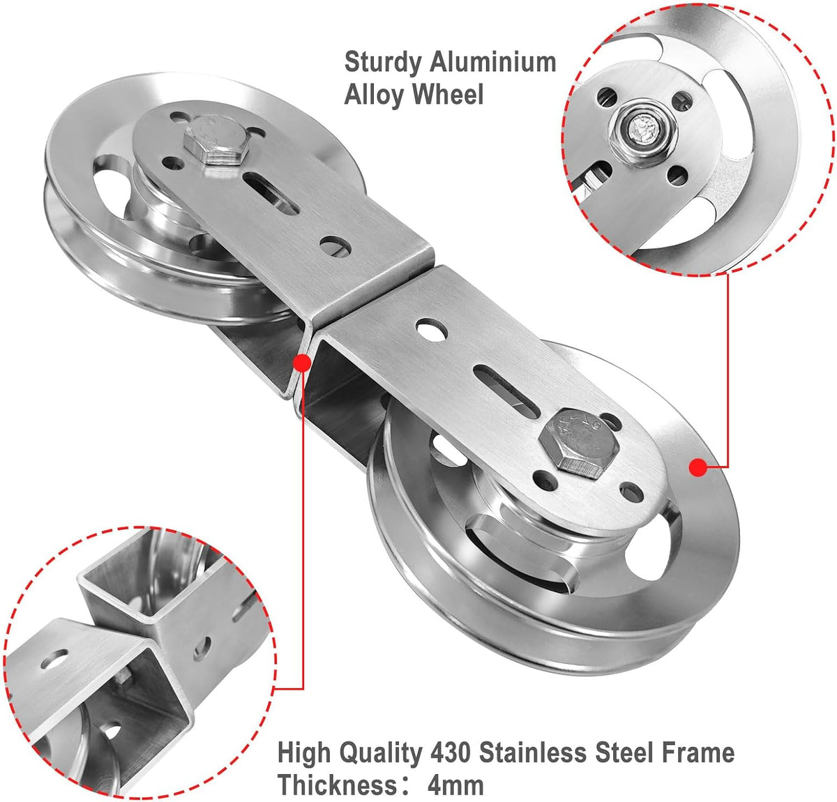 Swivel Dual Pulleys 360° Rotation Roller Double Pulley Wheel for DIY Home Gym Cable Machines Silent Bearing Swivel Groove Wheel Pull down Attachment Weight Lifting