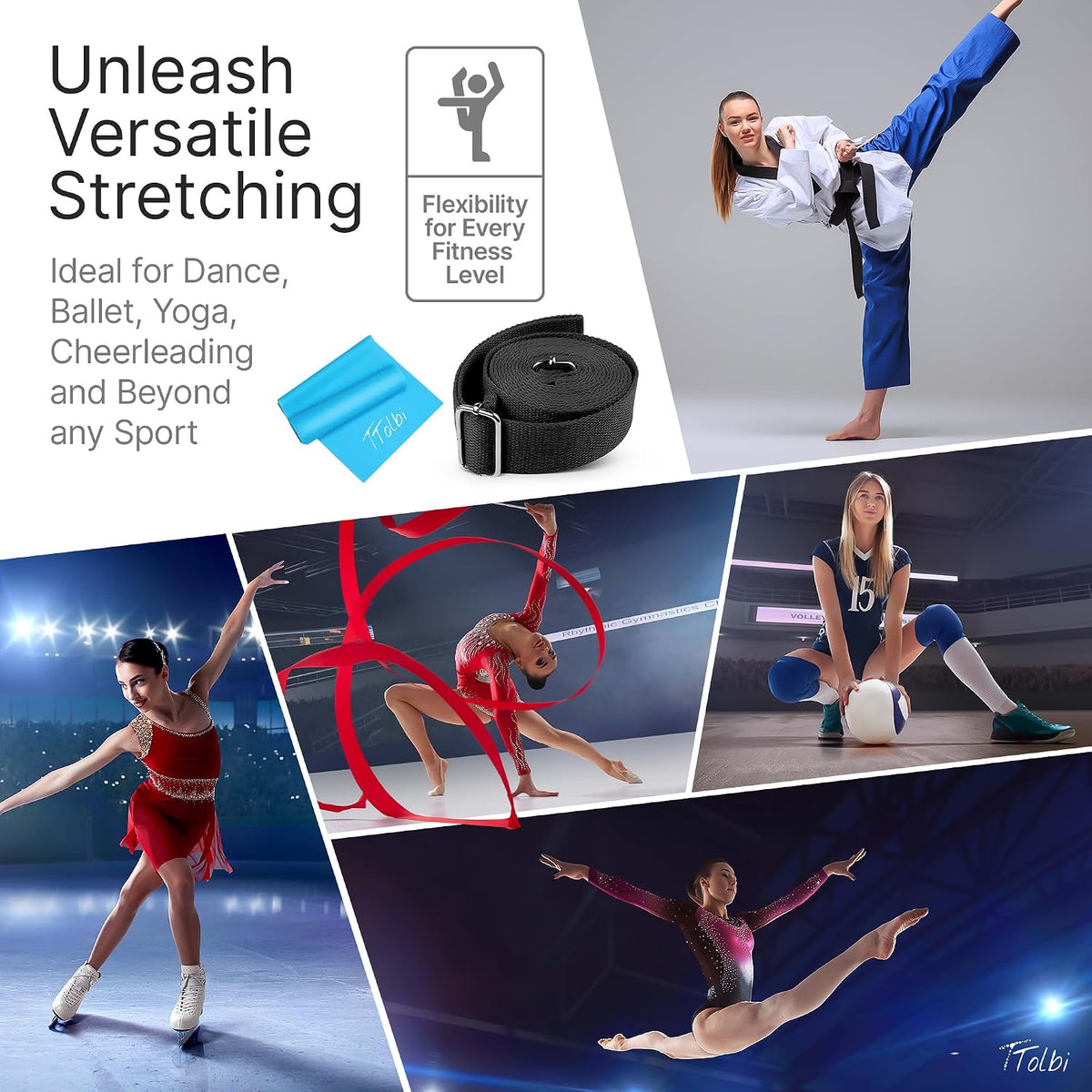 Leg Stretcher Strap with Door Anchor and Resistance Band, Splits Trainer