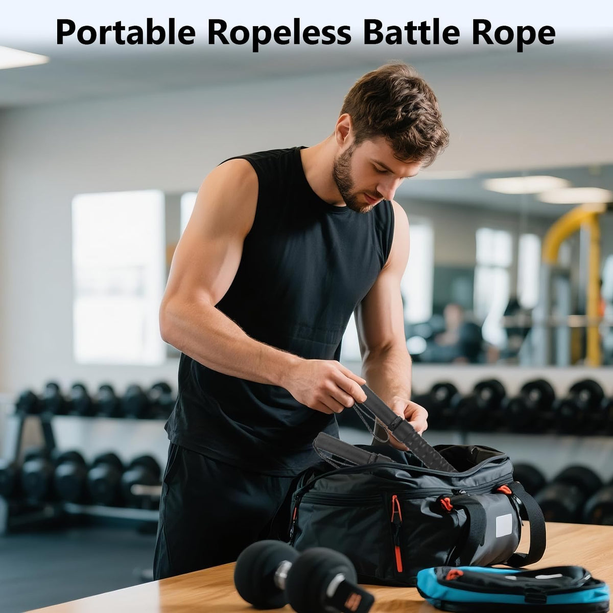 Upgraded Ropeless Battle Rope for Home Gym, Adjustable Weight Battle Ropes for Advanced Fitness Training, Portable Workout Ropes for Athletes, Boxers, Fitness Beginners, Burn Fat