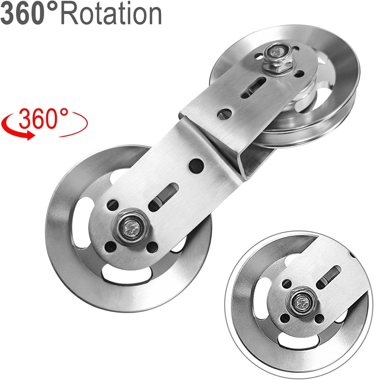 Swivel Dual Pulleys 360° Rotation Roller Double Pulley Wheel for DIY Home Gym Cable Machines Silent Bearing Swivel Groove Wheel Pull down Attachment Weight Lifting