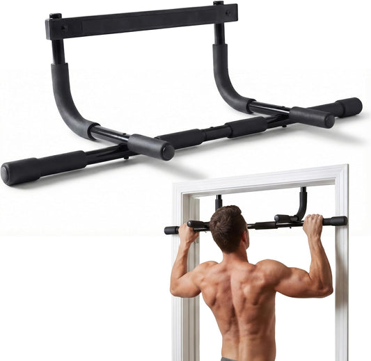 Pull up Bar for Doorway - No Screwing or Slipping, Hanging Pullup & Chin up Bar for Door Frame - Multi Padded Grips for Strength Training with Installation Guide
