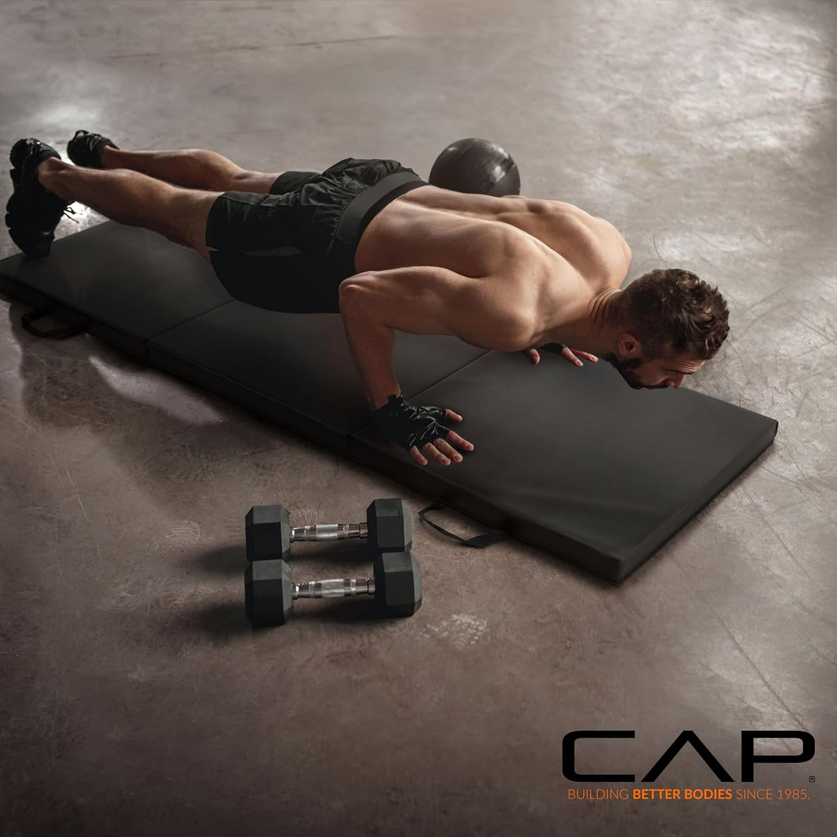 Barbell Folding Exercise Mat – Durable, Anti-Tear, Thick Padding for Fitness, Aerobics, Gymnastics & Home Workouts. 72"L X 24"W X 2"Thick. BLACK