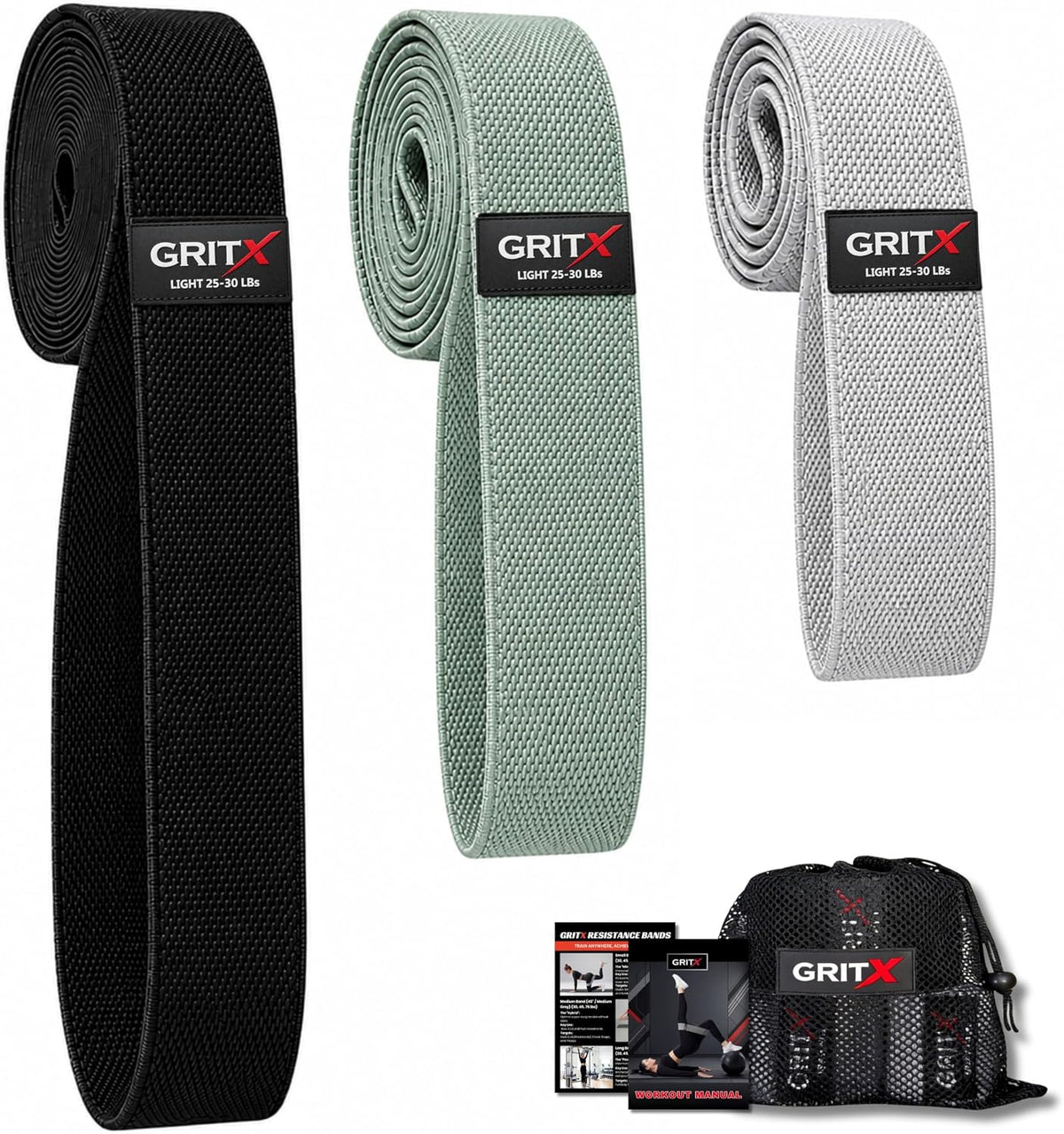 Multiple Lengths Fabric Resistance Bands Set – Short, Medium & Long Exercise Bands for Working Out – Non-Slip, Durable Exercise Bands for Stretching, Yoga, Home Fitness