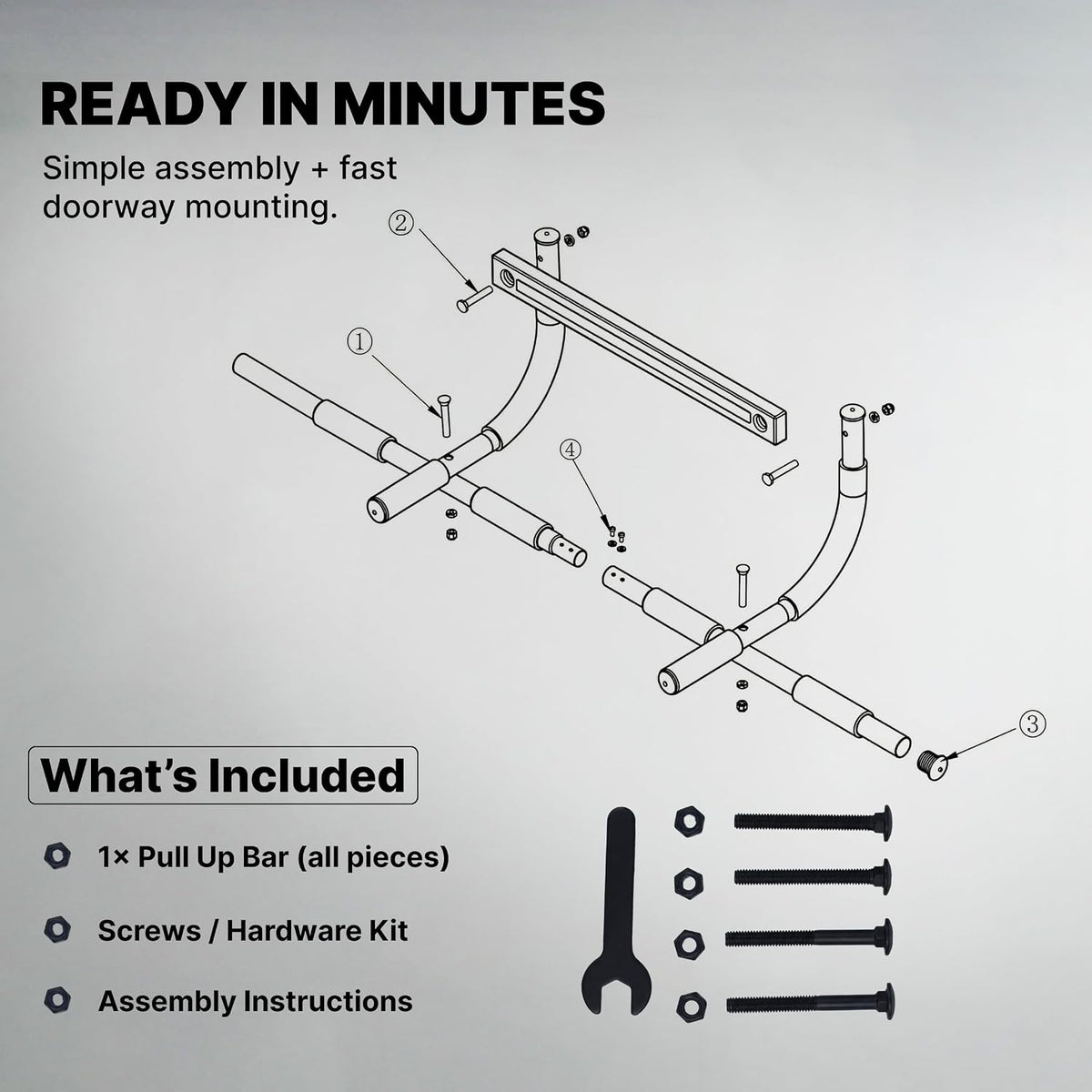 Pull up Bar for Doorway - No Screwing or Slipping, Hanging Pullup & Chin up Bar for Door Frame - Multi Padded Grips for Strength Training with Installation Guide