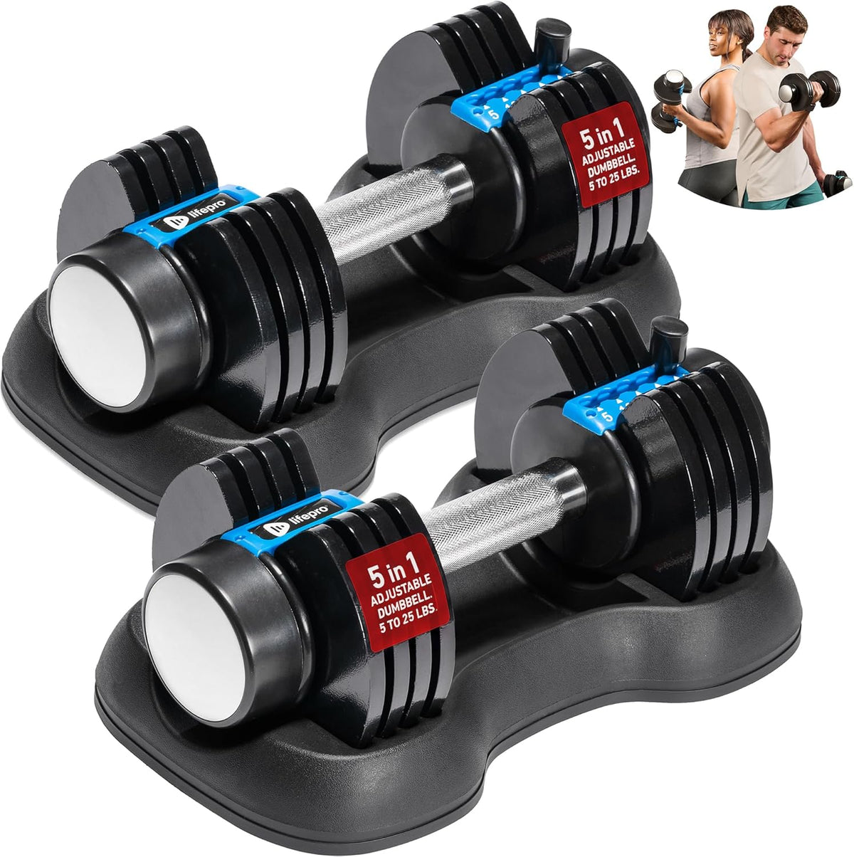 Lifepro Adjustable Dumbbells & Weights for Home Gym, Quick-Adjust