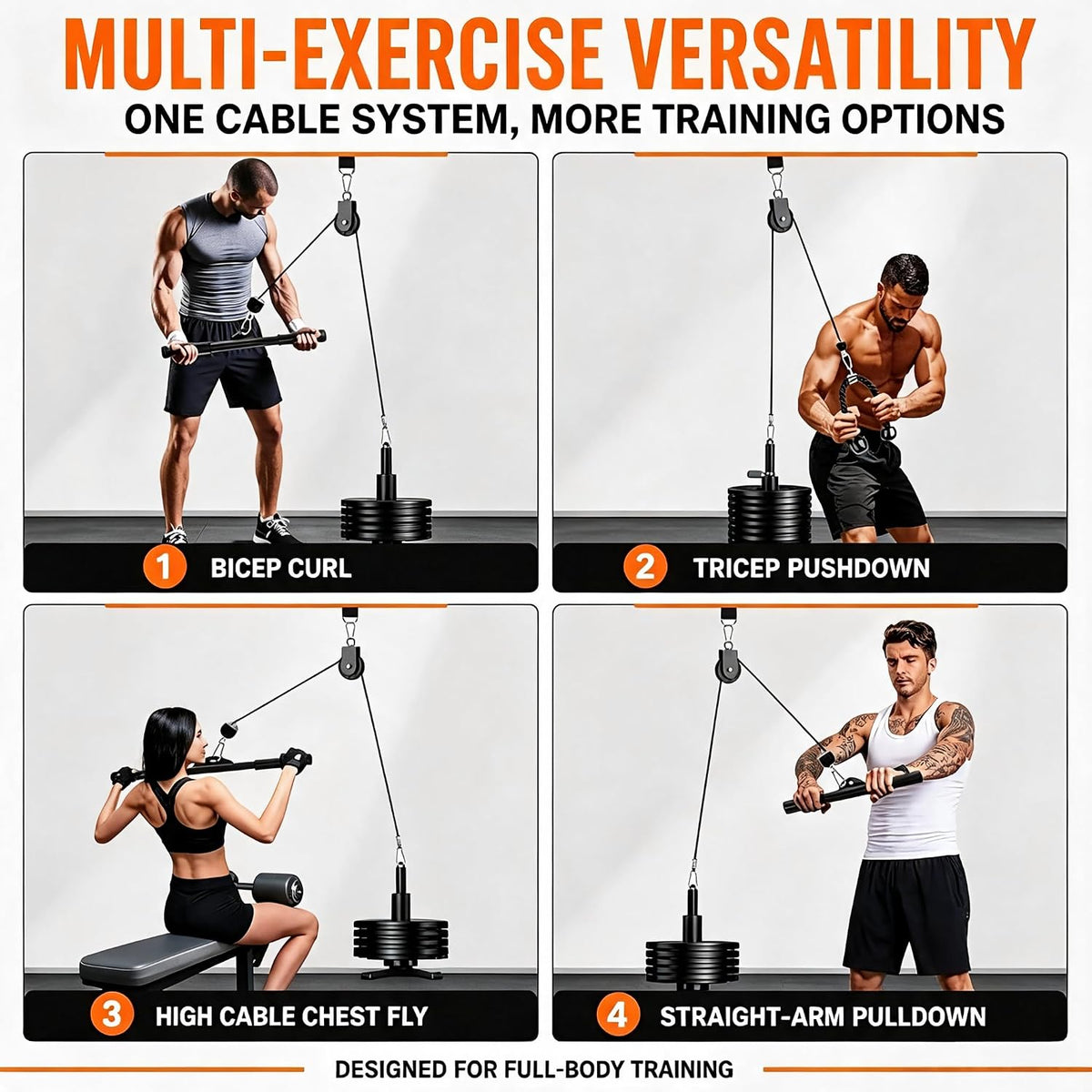Cable Pulley System for Home Gym, 350LBS LAT Pulldown Attachment