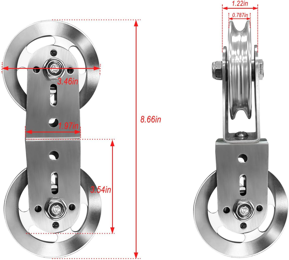 Swivel Dual Pulleys 360° Rotation Roller Double Pulley Wheel for DIY Home Gym Cable Machines Silent Bearing Swivel Groove Wheel Pull down Attachment Weight Lifting