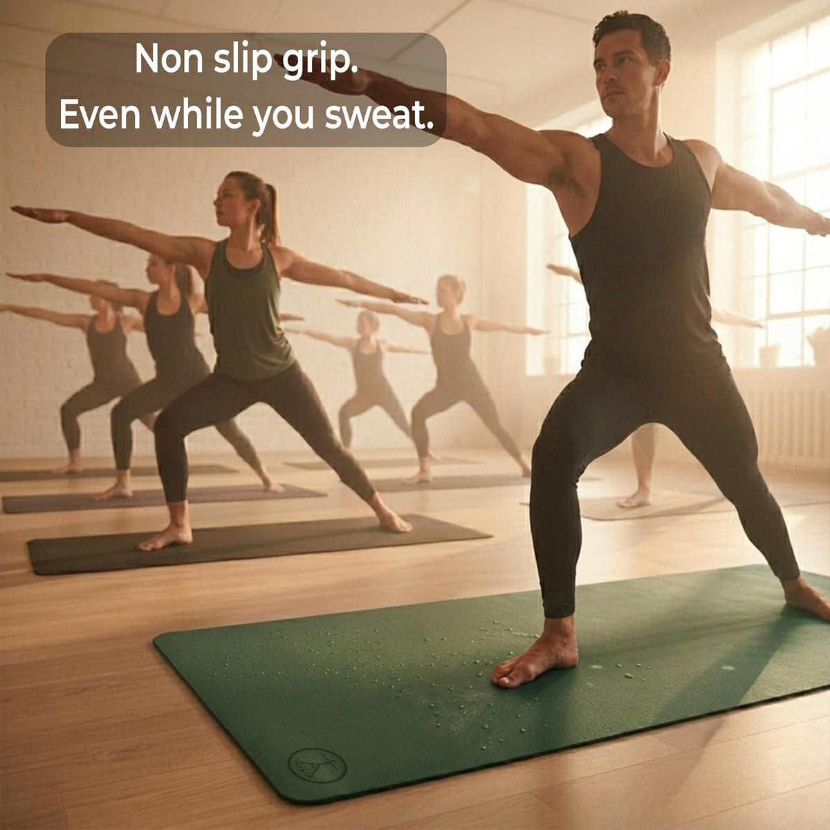 Hot Yoga Mat Non Slip-Professional Grade Natural Rubber Yoga Mat, Pliates Mat, Stretching Mat or Exercise Mats for Home Workout. Nonslip for Hot and Sweaty Classes. Includes Yoga Strap for Carrying and Stretching Too.