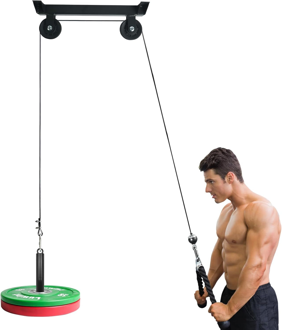 Ceiling Mount Fitness Pulley System, LAT Pulldown Attachments for DIY Home Gym Garage