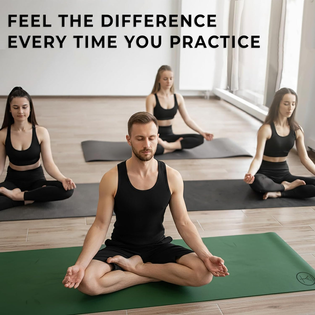 Hot Yoga Mat Non Slip-Professional Grade Natural Rubber Yoga Mat, Pliates Mat, Stretching Mat or Exercise Mats for Home Workout. Nonslip for Hot and Sweaty Classes. Includes Yoga Strap for Carrying and Stretching Too.
