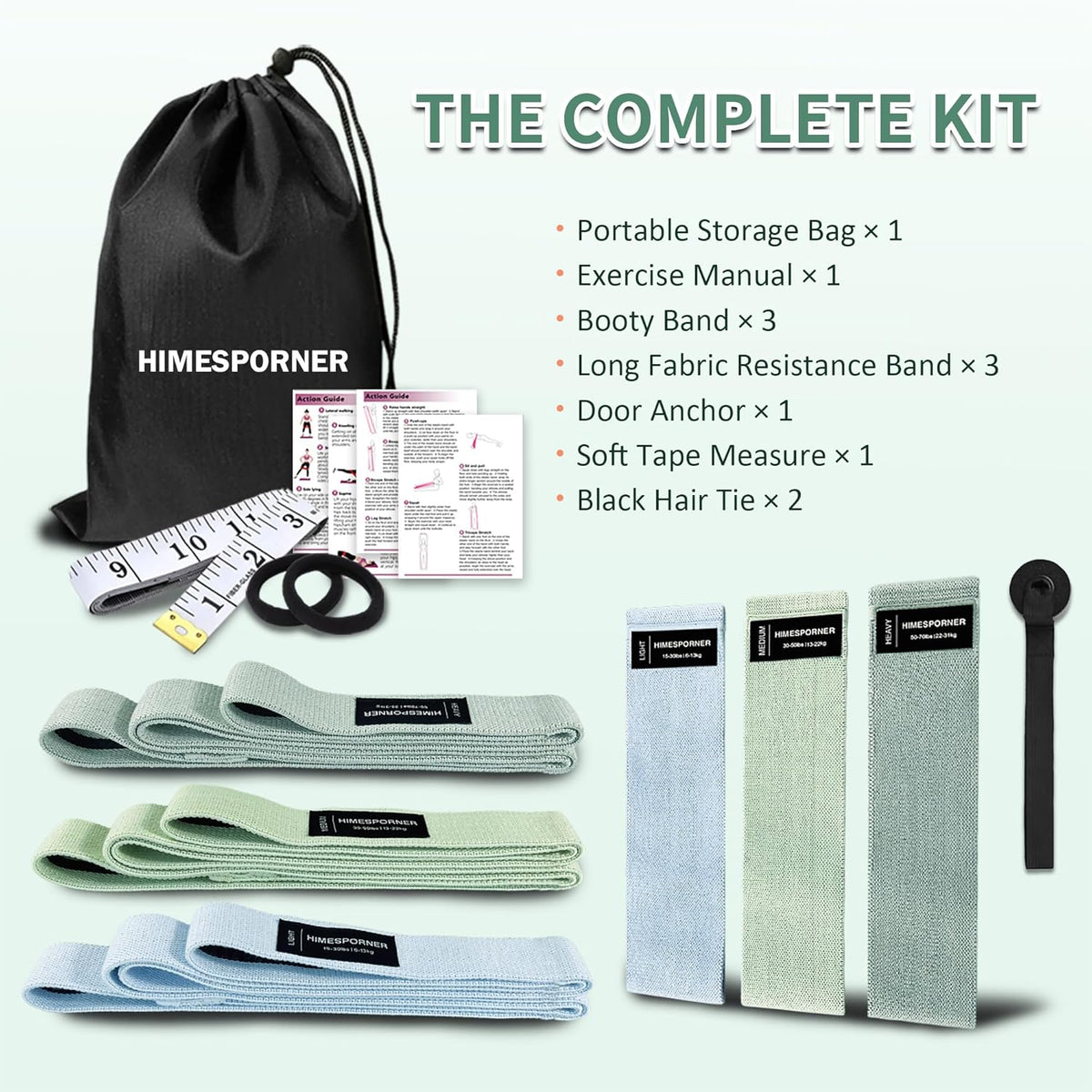 9 PCS Fabric Resistance Bands Set for Working Out