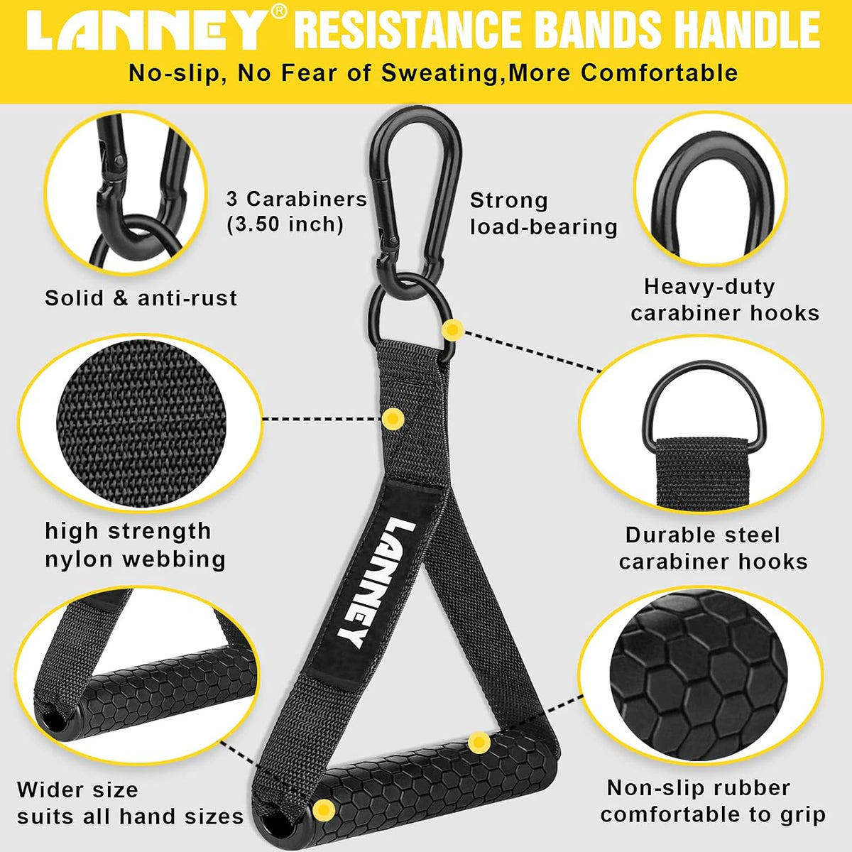 Tricep Rope Cable Machine Attachment, 35" Triceps Pull down Rope LAT Pulldown Attachments, Home Gym Accessories Set with Resistance Bands Handle, Ankle Straps, Carabiner, Wrist Wraps for Exercise