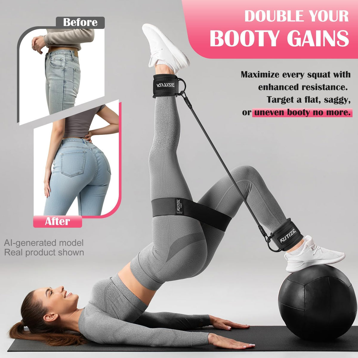 Ankle Resistance Bands with Cuffs & Fabric Resistance Bands Set - Legs & Glutes Workout Equipment for Women & Men, Home Gym Heavy Exercise Bands for Hip, Yoga, Strength Training, Rehab, Pilates